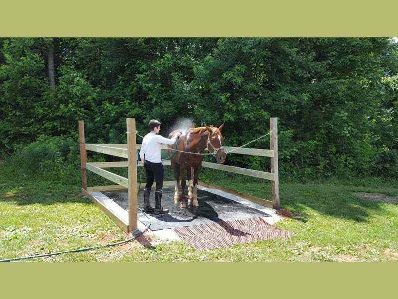 Hot and cold wash rack with mats