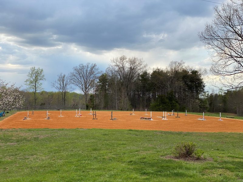 riding ring with jumps set up